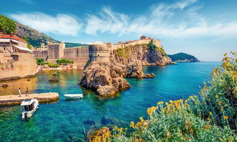 Dock in Dubrovnik, Croatia, known as the Pearl of the Adriatic.