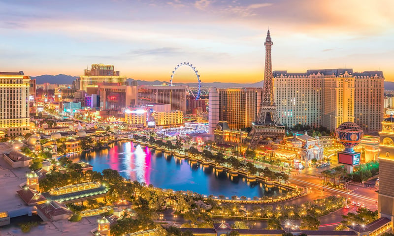 Marvel at the famous Fountains of Bellagio  with free time in Las Vegas, Nevada.