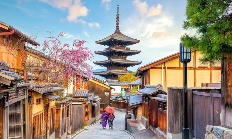Dock in Osaka, gateway to the ancient streets of the Higashiyama district in Kyoto, Japan.