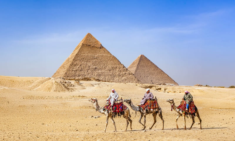See the iconic Pyramids of Giza.