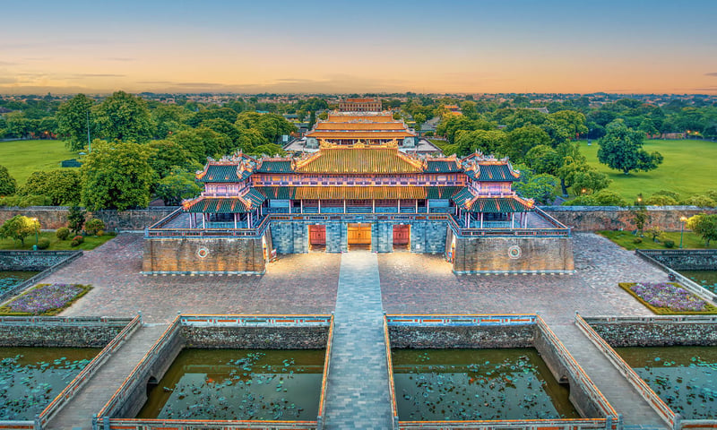 See the Meridian Gate of the Hue Imperial City in Vietnam, a UNESCO World Heritage Site.