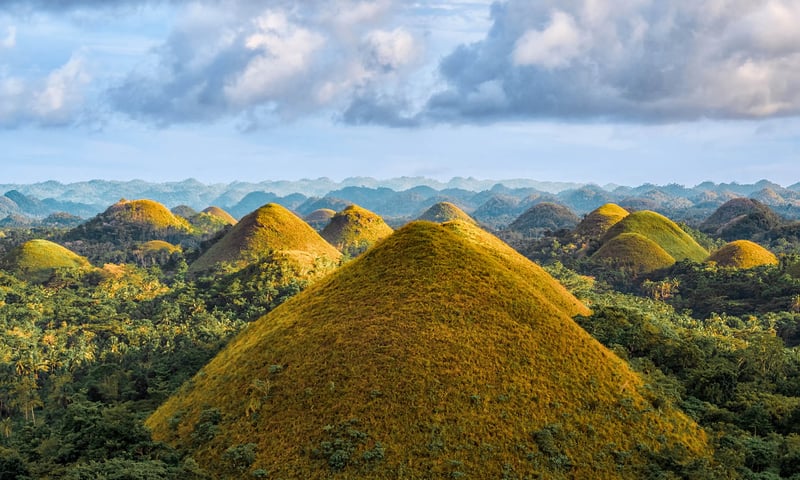 The Chocolate Hills are a famous geological formation in Bohol, Philippines.