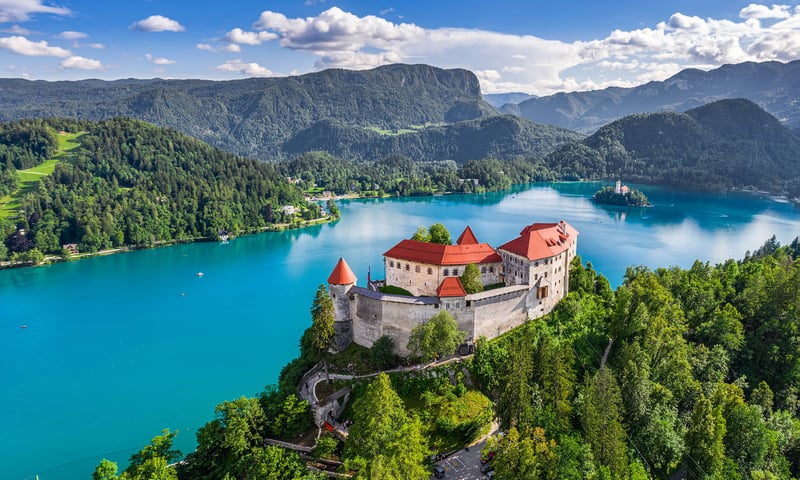 Take an optional tour of Bled Castle, overlooking Lake Bled, Slovenia.