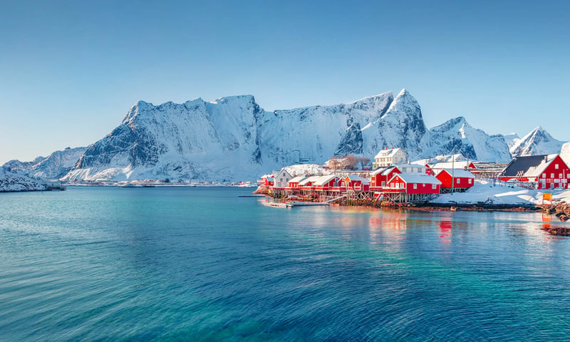 Sakrisoy village in Lofoten Islands, Northern Norway.