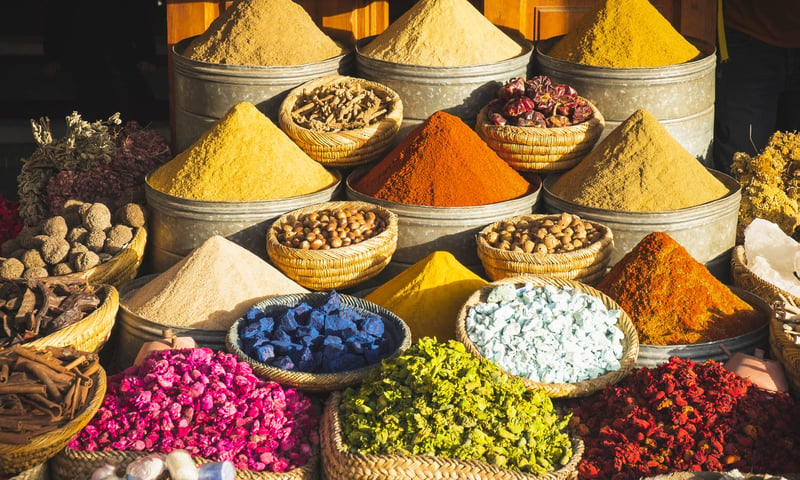Awaken your senses in the Marrakech spice markets.