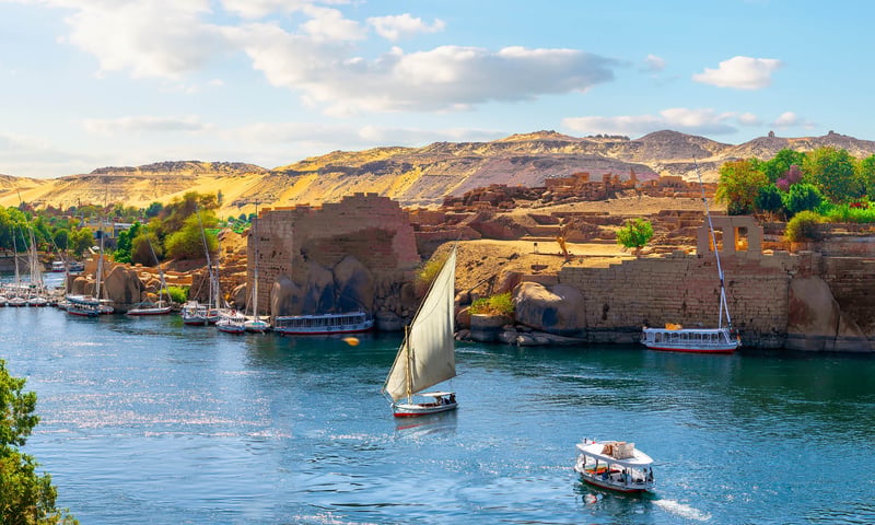 Sail down the stunning Nile River landscapes in Egypt.
