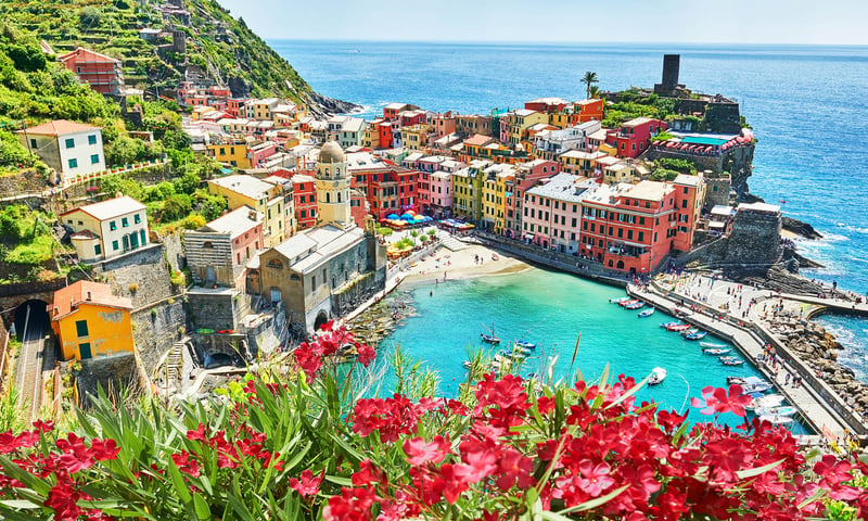 Admire Italy's  stunning Cinque Terre coastline.