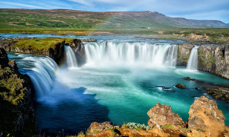 Godafoss Waterfall located near the town of Akureyri, Iceland (Optional Shore Excursion).