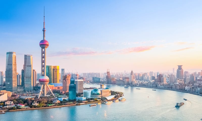 Marvel at the futuristic skyscrapers of Shanghai, China.