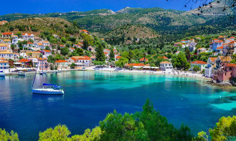 Assos, a charming village on Kefalonia, Greece.