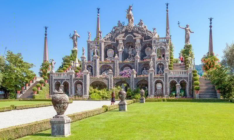 Admire the Italian gardens at Borromeo Palace on Lake Maggiore, Switzerland.