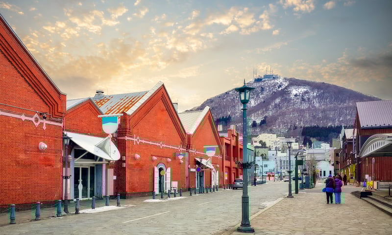 Wander the historic red brick warehouses in Sapporo, Japan.