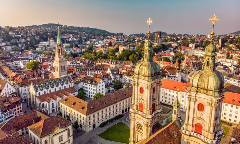 Admire Abbey Cathedral in St Gallen, Switzerland.