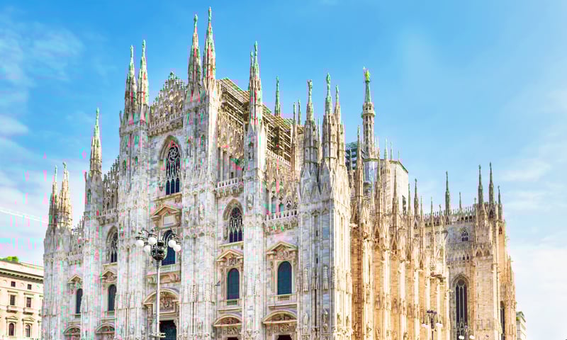 See the Duomo gothic cathedral in Milan, Italy.