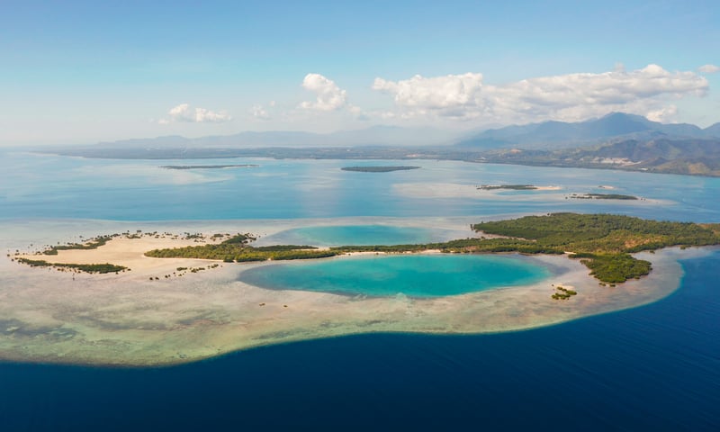 Look out over the islands surrounding Puerto Princesa, Philippines.