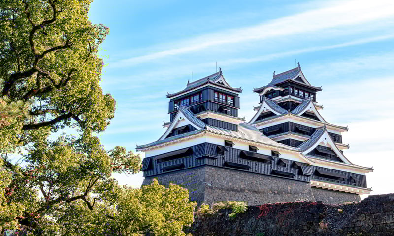 Kumamoto Castle in Kumamoto, Japan.