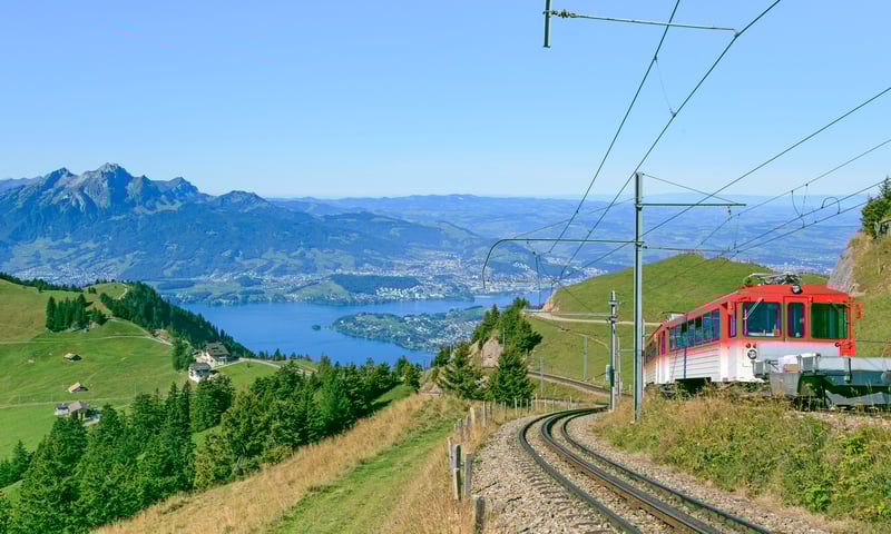 Join an optional activity to ride a cogwheel train up Mount Rigi, Switzerland (charges apply).