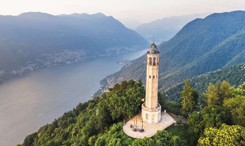 Look out for the Volta Lighthouse from Brunate, Italy.