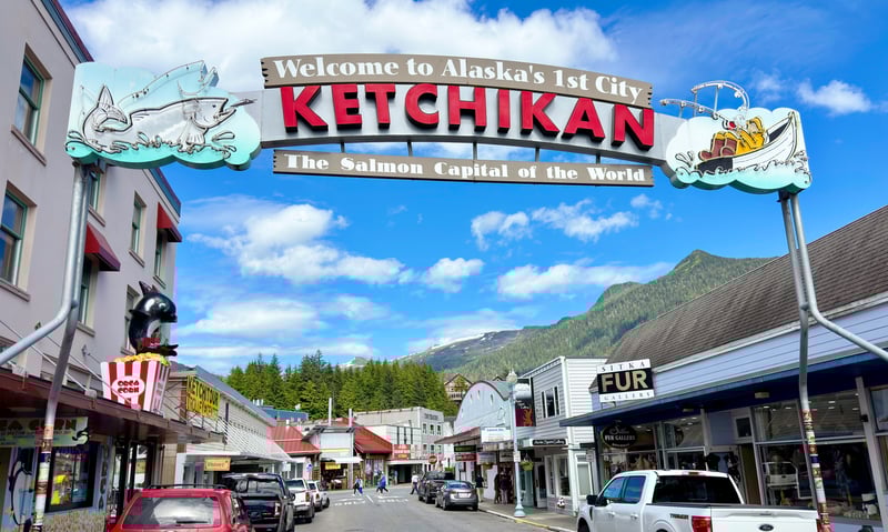 Delight in the main street of Ketchikan, Alaska.