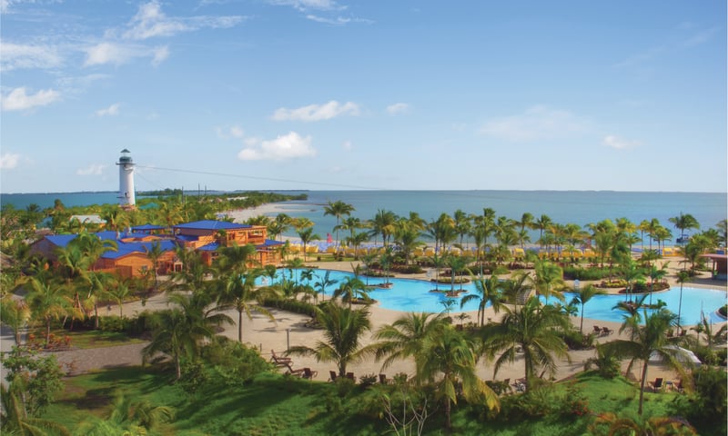 Harvest Caye beach in Belize.