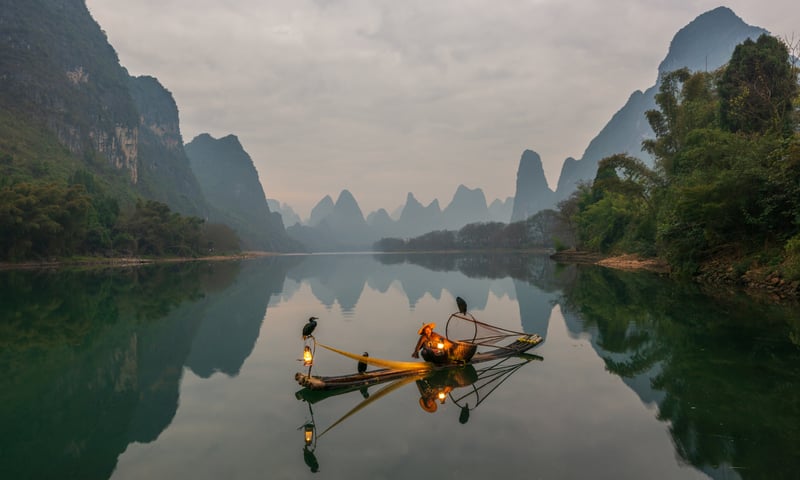 Guilin, in southern China, is popular for its dramatic limestone karst hills.