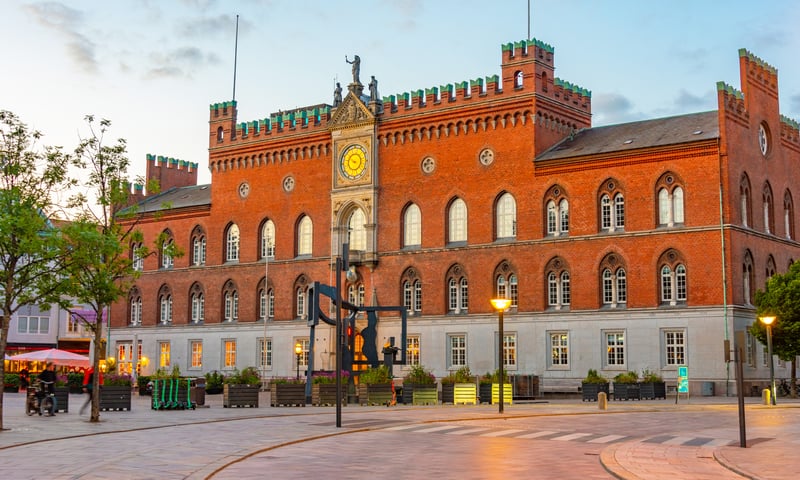 See the City Hall on a walking tour of Odense, Denmark.