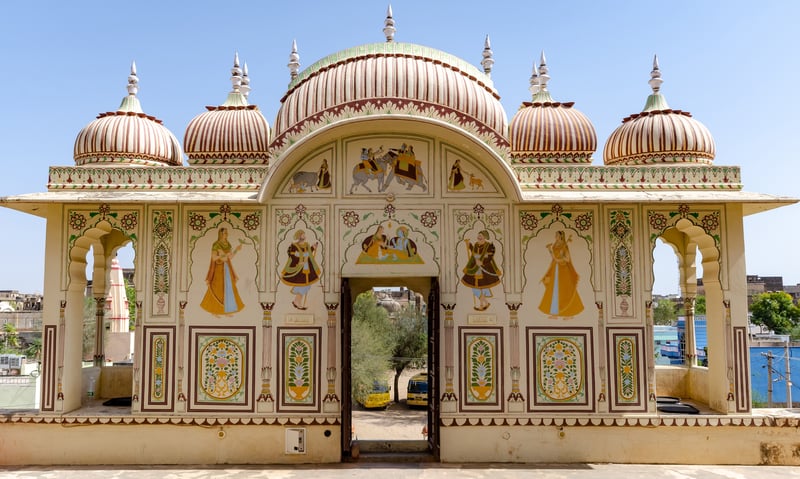 A traditional haveli in Mandawa, Rajasthan, India.