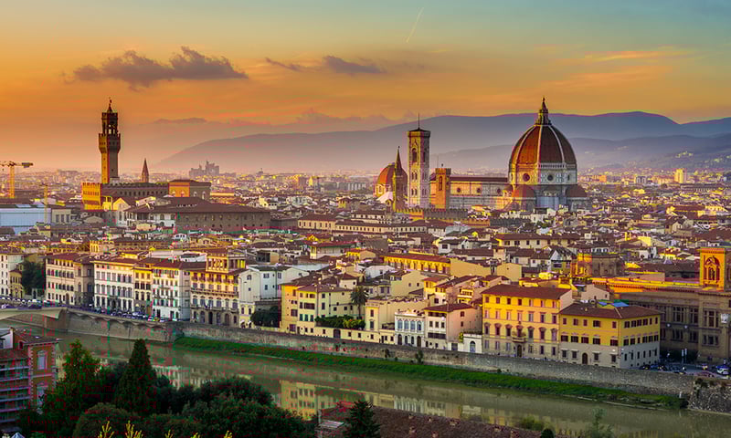 The sun sets over Florence, Italy (Itinerary 2)