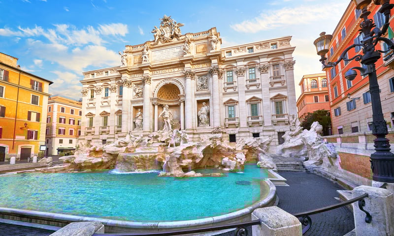 The 18th-century Trevi Fountain in Rome, Italy.