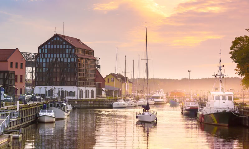 Klaipėda is a port city in Lithuania, where the Baltic Sea meets the Danė River.