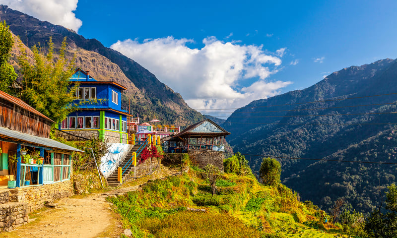 The stunning views from the Himalayan village of Ghandruk, Nepal.