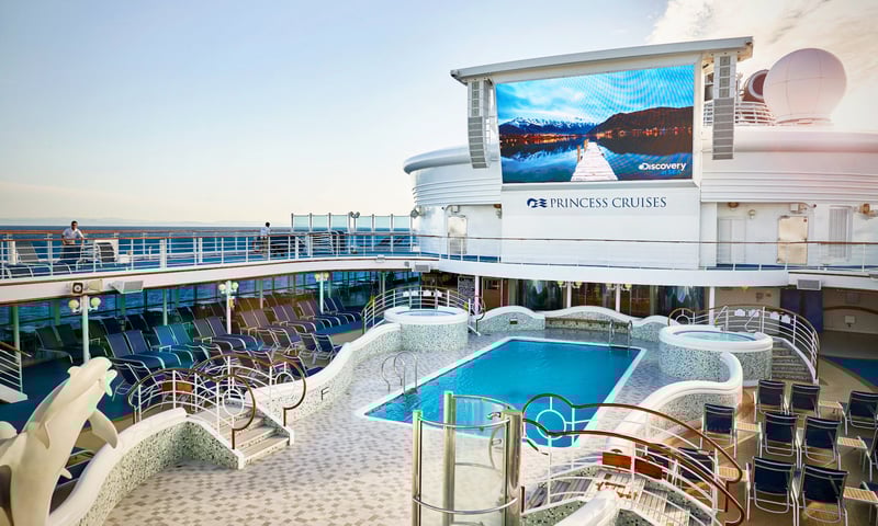 Unwind by the pool onboard Diamond Princess.
