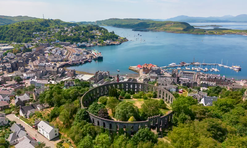 Seek out McCraig’s Tower overlooking Oban, Scotland.