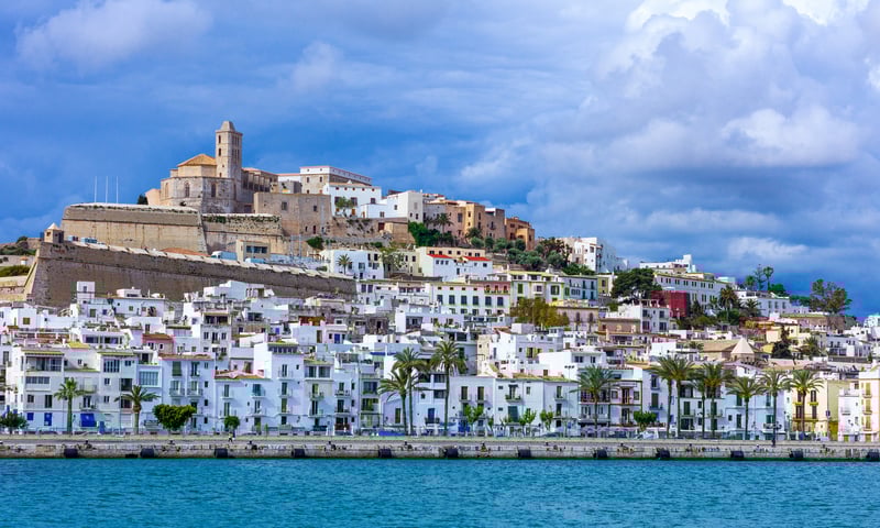 Dock in popular Ibiza, Spain.