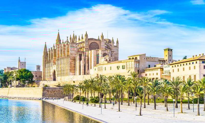 The Cathedral of Santa Maria de Palma, in Palmas de Mallorca, Spain.