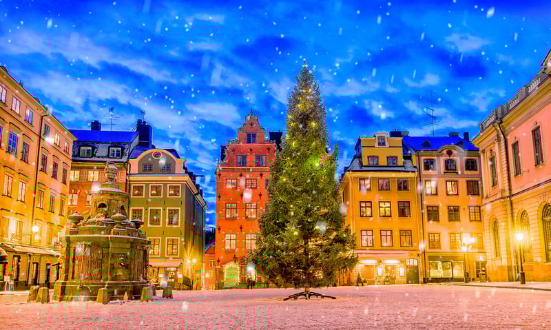 Be captivated by the festive lights in Stockholm, Sweden.