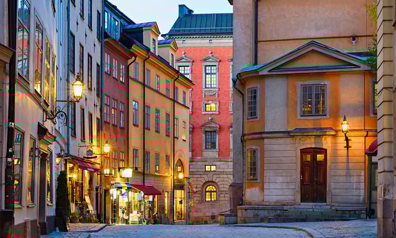 Walk the historic streets of Stockholm, Sweden.