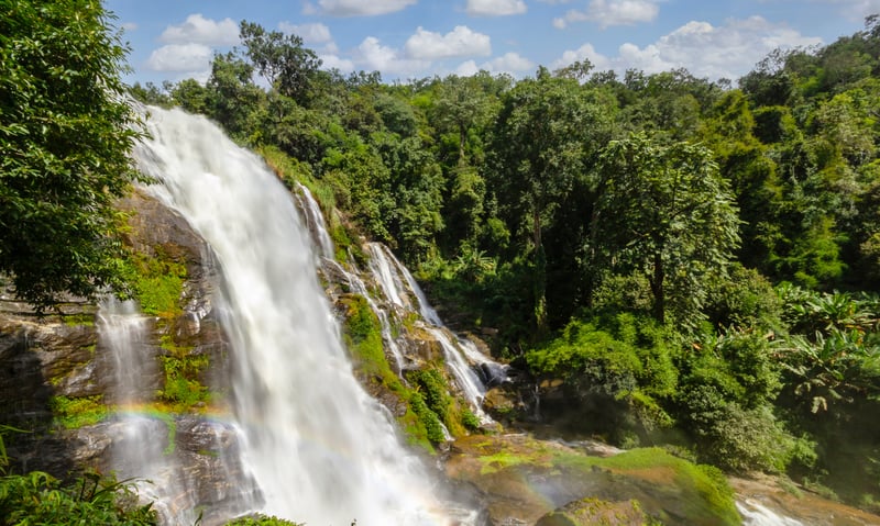 Wachirathan Waterfall in Doi Inthanon National Park near Chiang Mai, Thailand.