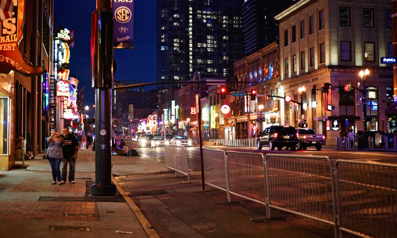 Wander the lively streets of downtown Nashville, Tennessee.