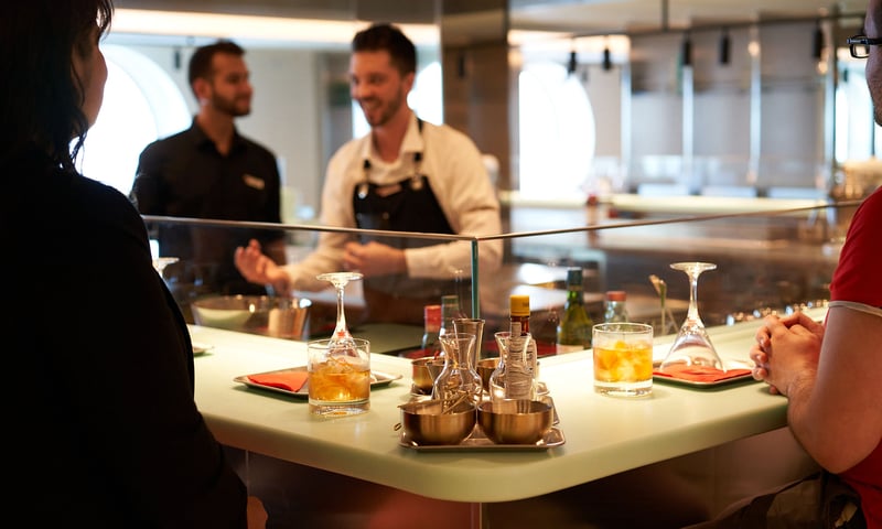 Taste adventurous cuisine at Test kitchen onboard Valiant Lady.