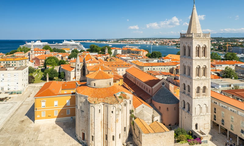 Zadar, Croatia, is the second largest city on the Dalmatian coast (Itinerary 2).