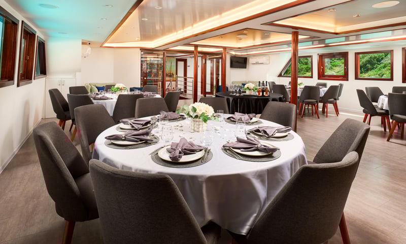 Dine on half-board meals aboard M/Y Lupus Mare.
