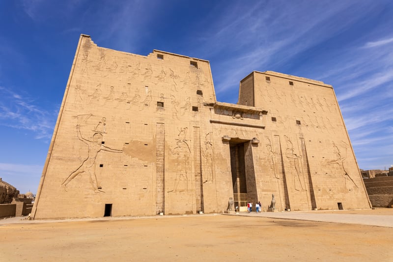 Travel by horse and carriage to visit the Temple of Horus, Edfu, Egypt.