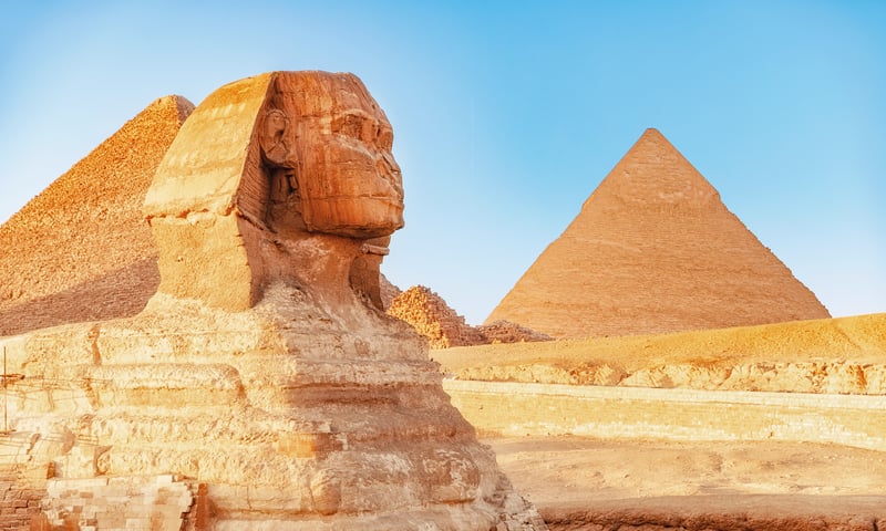 See the Great Sphinx with the lion's body stretching 45 metres.