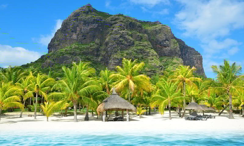 The tropical beaches at Le Morne Brabant peninsula, Mauritius (Itinerary 2).