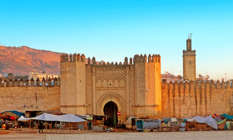The historic Bab Chorfa entrance to the ancient medina in Fes, Morocco.
