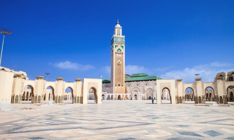 Casablanca's famous Hassan II Mosque is one of the largest in the world, Morocco.