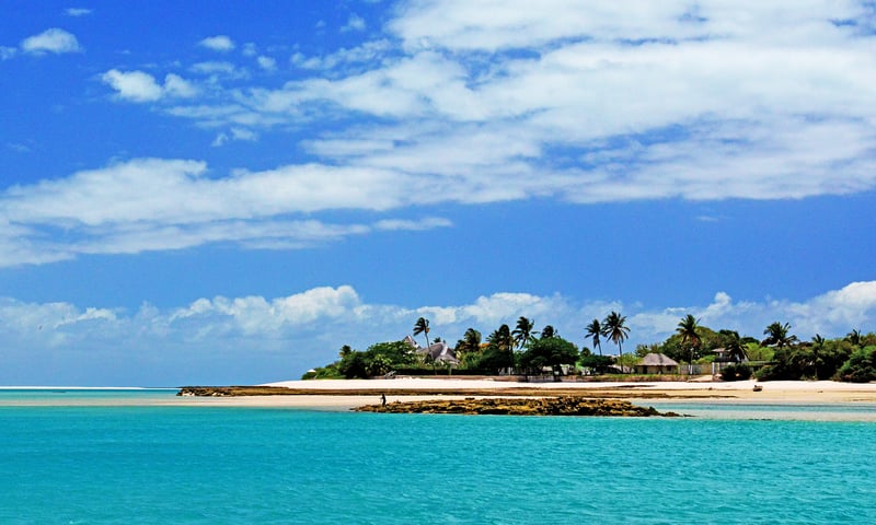 Board a traditional dhow boat to cruise to the island paradise of Magaruque.
