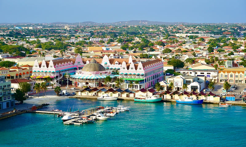 Oranjestad, capital of the Dutch island of Aruba.