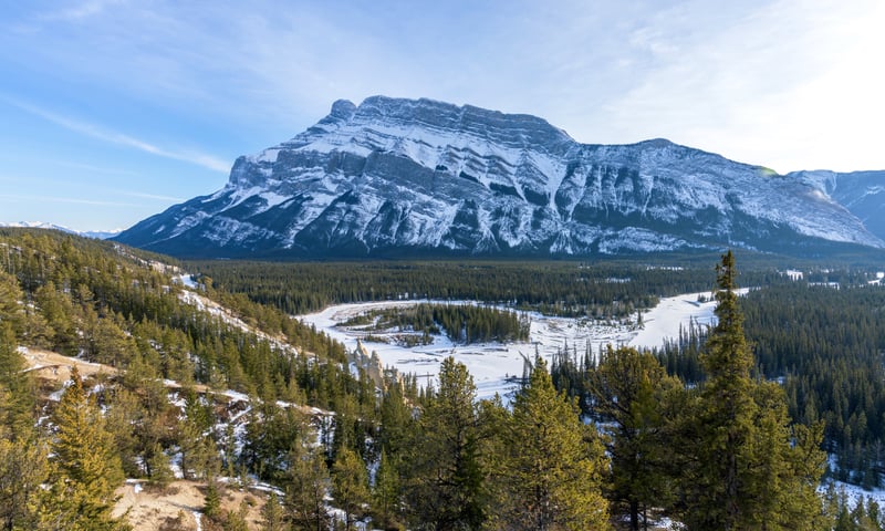 See the unique rock formations of the Hoodoos in Banff National Park, Canada.